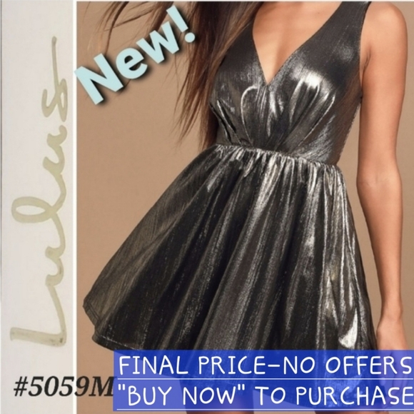 Lulus Dresses & Skirts - ⤵️💛SOLD💛NEW! LULU's Gold Metallic Mini Dress Medium